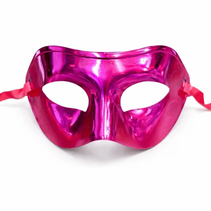 BUĞZ Metalize Parlak Parti Maskesi Pembe Renk 16x7 Cm