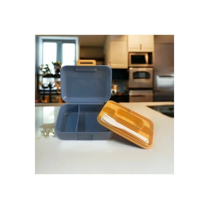 BUĞZ Meyve Suyu Bölmeli - Tabaklı Beslenme Kabı  Diyet Kabı -Çatal Bıçak Kaşık Dahildir