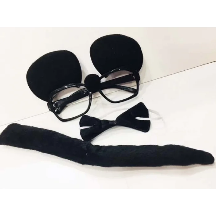 BUĞZ Mickey Mouse Gözlüğü Papyonu Kuyruğu Seti - Lisinya