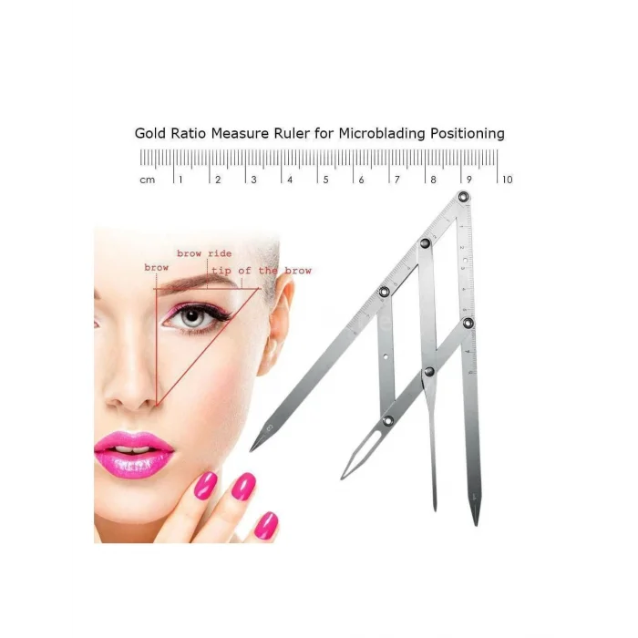 BUĞZ Microblading Simetrik ve Estetik Kaş Ölçüm Cetveli, Kalıcı Makyaj Altın Oran Pergeli 275
