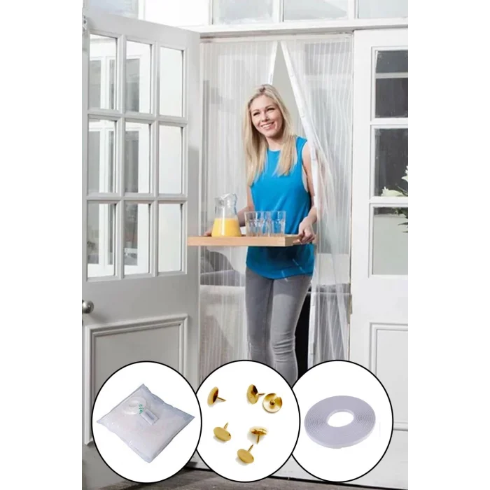 BUĞZ Mıknatıslı Manyetik Kapı Sinekliği Sineklik Tülü Perde (60cm x 210cm 2 Adet Tül)