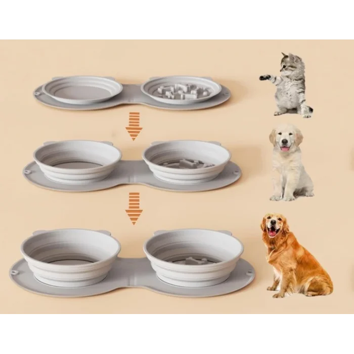 BUĞZ Mikopet Katlanabilir İkili Mama ve Su Kabı