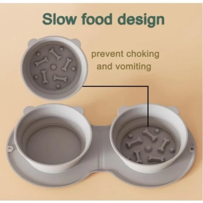  Mikopet Katlanabilir İkili Mama ve Su Kabı