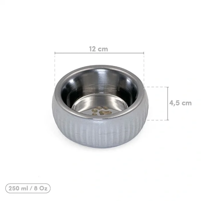 BUĞZ Mikopet Organik Seramik Mama Kabı Gri