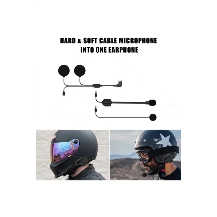 BUĞZ Mikrofonlu Motosiklet Kaskı Kulaklığı Tam/yarım Yüz Kaskları İçin 2’si 1 Arada Kulaklık Seti
