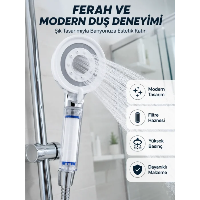 BUĞZ Mineral Taşlı Filtreli Duş Başlığı Güçlü Su Basınçlı Banyo Başlığı