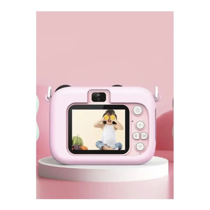 BUĞZ Mini 1080p Hd Çocuk Kamera Dijital Fotoğraf Makinesi 2.0 Inç Ekran 5 Adet Oyun Pembe