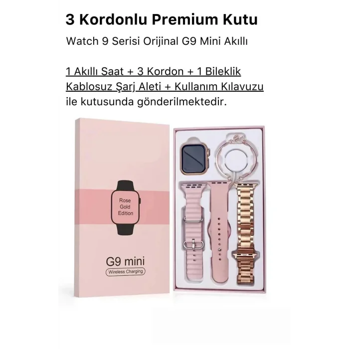 BUĞZ Mini AMOLED Ekranlı Akıllı Bileklik, Nabız ve Uyku Takibi Özellikli, Altın Renk Silikon Kordon