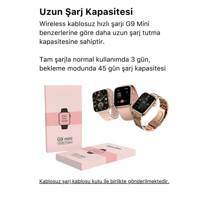 BUĞZ Mini AMOLED Ekranlı Akıllı Bileklik, Nabız ve Uyku Takibi Özellikli, Altın Renk Silikon Kordon