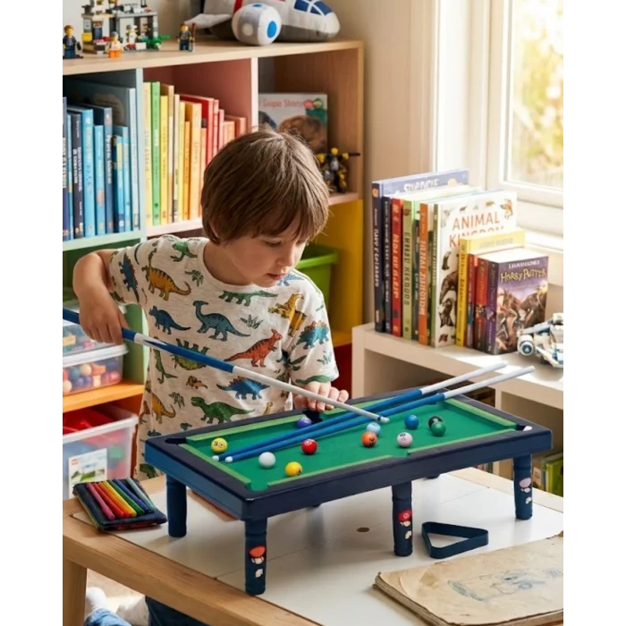 BUĞZ Mini Bilardo Oyunu Seti Evde Eğlenceli Masa Oyunu Çocuk ve Aile