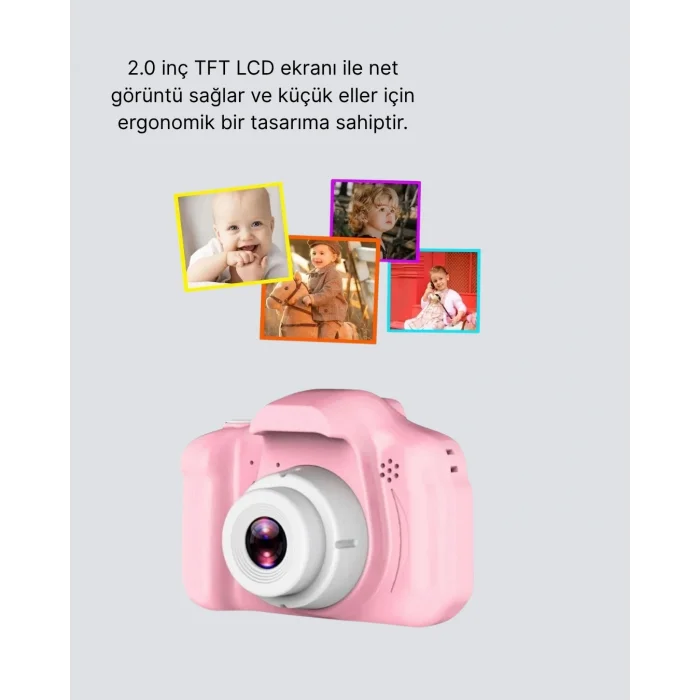 BUĞZ Mini Dijital Çocuk Kamerası 8MP HD Ekranlı 1080P Video ve Şarjlı