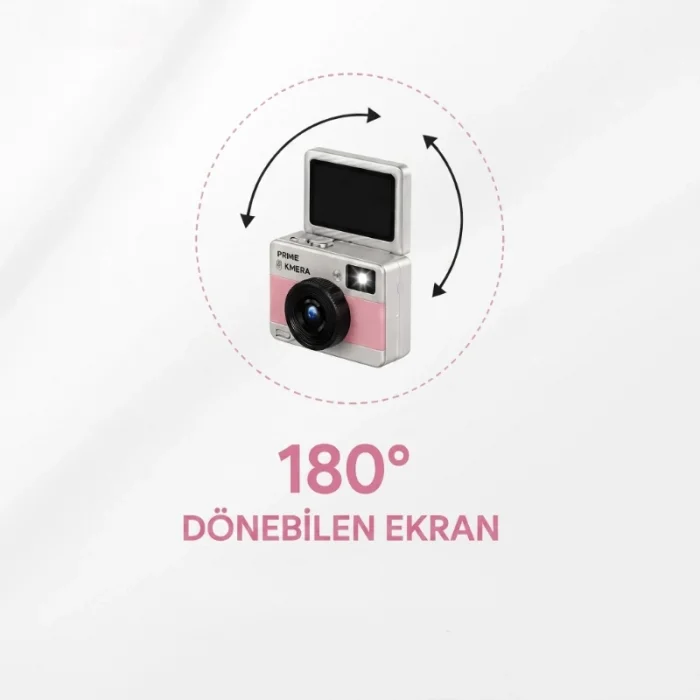BUĞZ Mini Dijital Retro Kamera - Dönebilen Ekran - Flaşlı