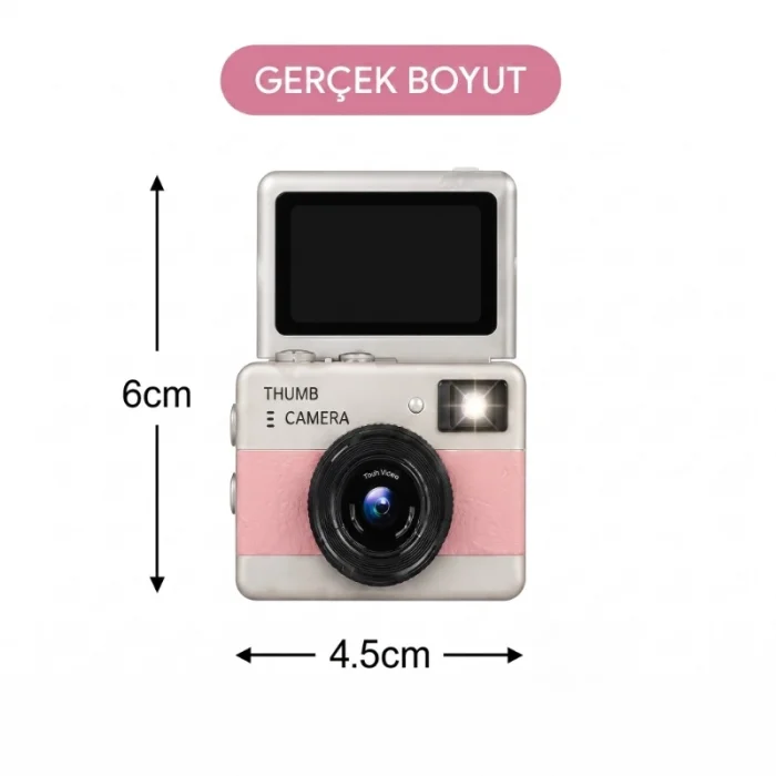 BUĞZ Mini Dijital Retro Kamera - Dönebilen Ekran - Flaşlı