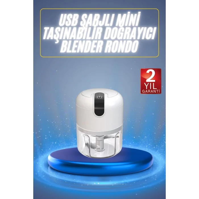  Mini El Rondosu Şarjlı Doğrayıcı Taşınabilir Rondo Blender 250 ML