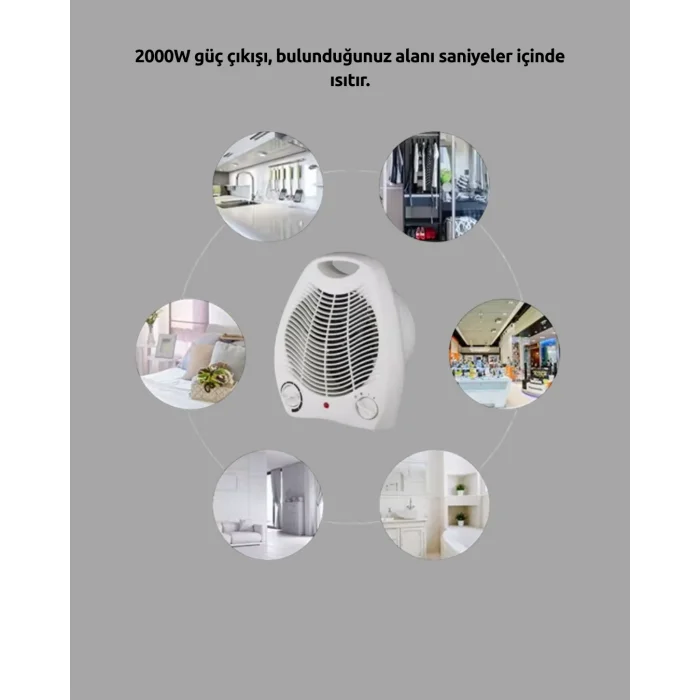 BUĞZ Mini Elektrikli Isıtıcı 2000W – Termostatlı Fanlı Isıtma, Taşınabilir Tasarım