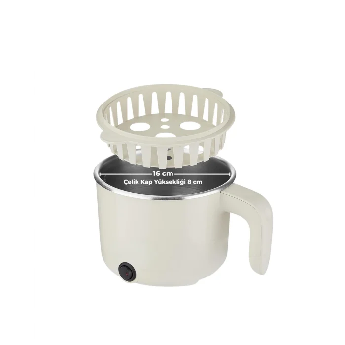 BUĞZ Mini Elektrikli Yemek Pişirici 1 Litre Buharlı Pişirme Tepsili Mutfak Tenceresi