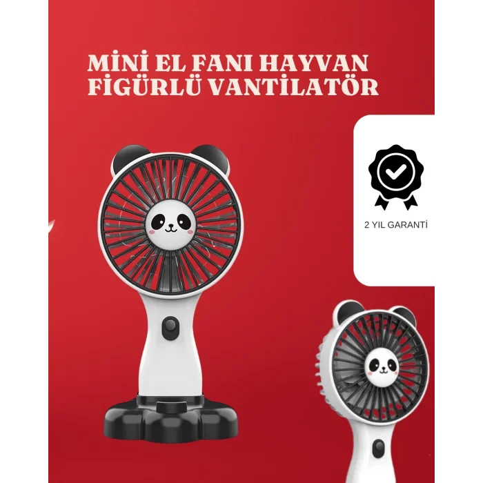  Mini Fan Hayvan Figürlü – Şarj Edilebilir Taşınabilir El Vantilatörü