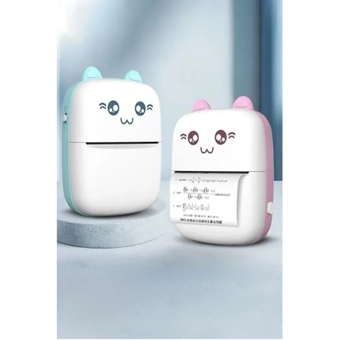 BUĞZ Mini Fotoğraf Yazıcı Kablosuz Etiket Yazıcı Baskı Makinesi Ios Android Uyumlu Termal Printer Mavi