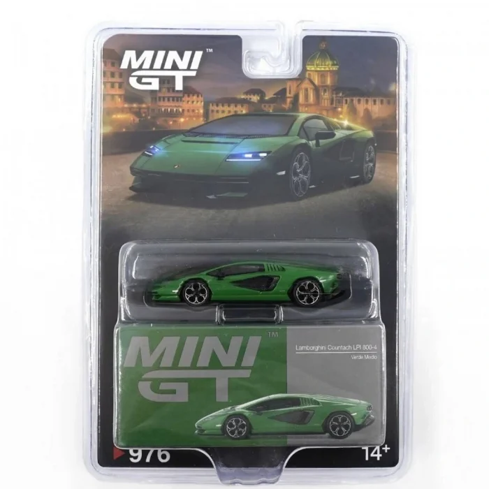 BUĞZ Mini GT 1/64 Lamborghini Countach LPI 800-4 Verde Medio - Blister Paket