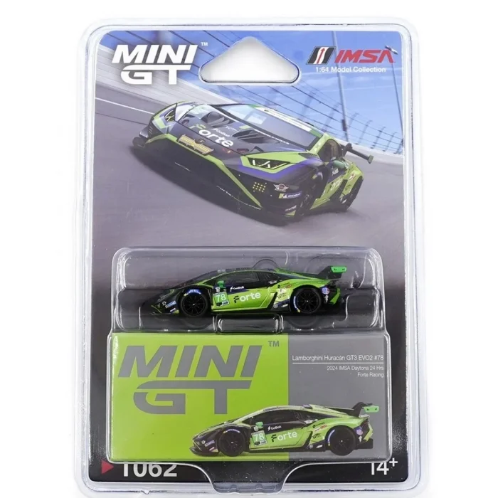 BUĞZ Mini GT 1/64 Lamborghini Huracán GT3 EVO2 Forte Racing 2024 IMSA Daytona 24 Hrs - Blister Paket