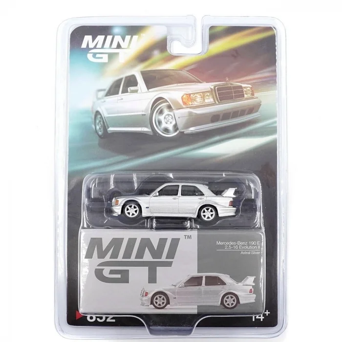 BUĞZ Mini GT 1/64 Mercedes-Benz 190E 2.5-16 Evolution II Astral Silver - Blister Paket MGT00852-BL
