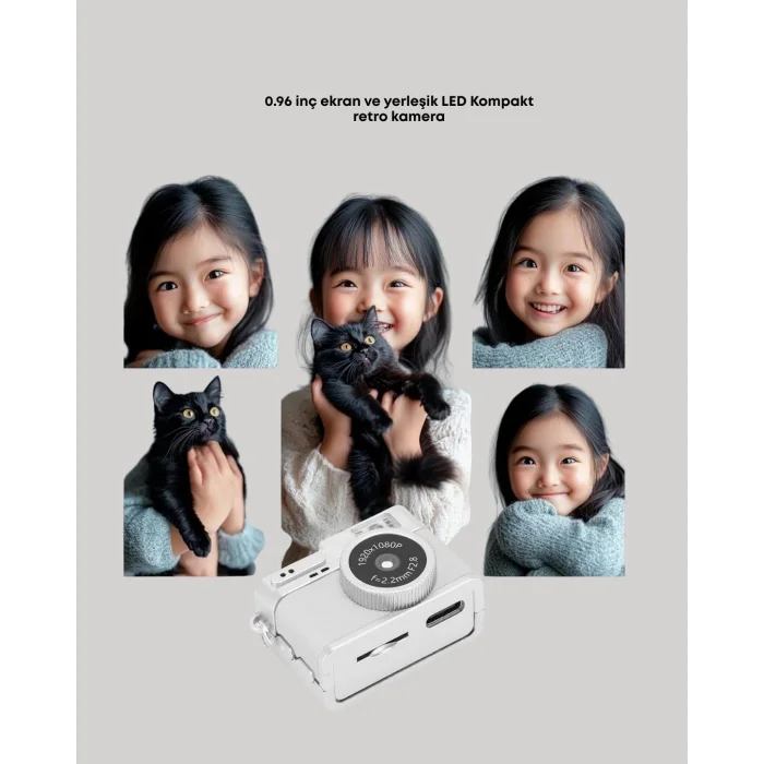 BUĞZ Mini HD Dijital Kamera 1080P Kordonlu Taşınabilir Retro Model