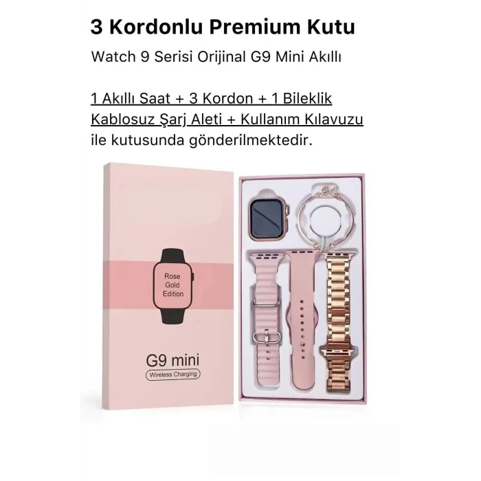 BUĞZ Mini Kadın Akıllı Saat, Rose Gold Kasa ve Çelik Kordon ile Nabız, Uyku, Adım Takibi ve GPS Özellikli