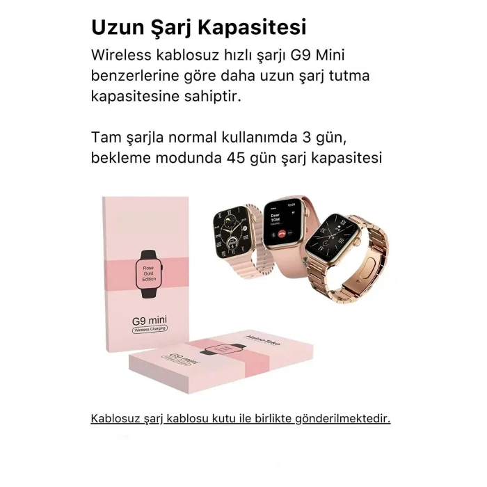 BUĞZ Mini Kadın Akıllı Saat, Rose Gold Kasa ve Çelik Kordon ile Nabız, Uyku, Adım Takibi ve GPS Özellikli