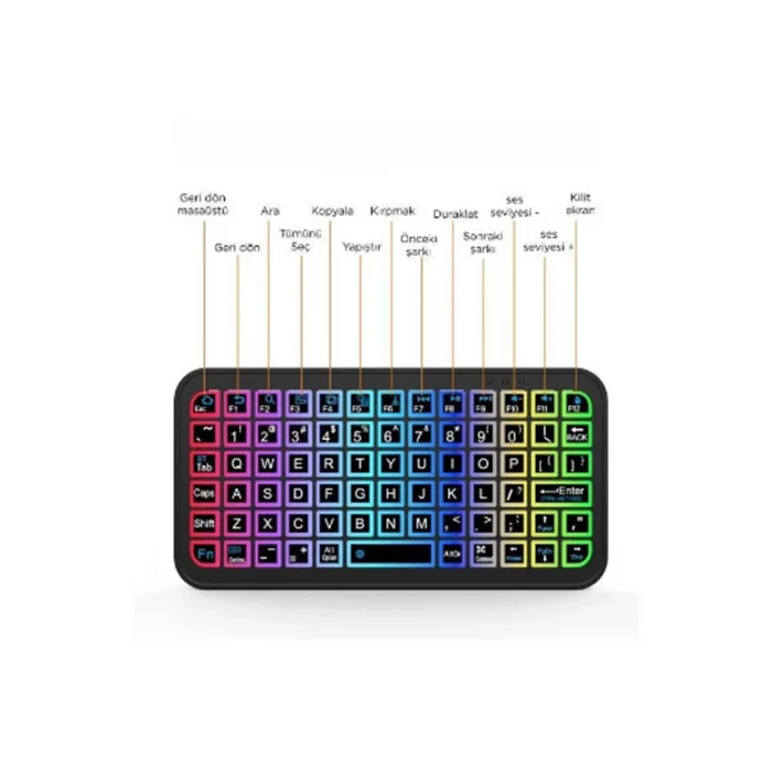 BUĞZ Mini Klavye Smarttv Işıklı Bluetooth Kablosuz Televizyon Ps3 Dizüstü Tabletler Ve Telefonlar İçin - BUĞZ