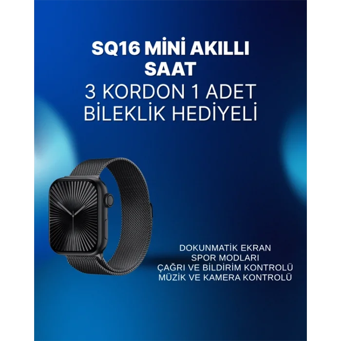 BUĞZ Mini Series 10 Akıllı Saat | 3 Kordon + Bileklik Hediyeli, Tüm Telefonlarla Uyumlu - BUĞZ