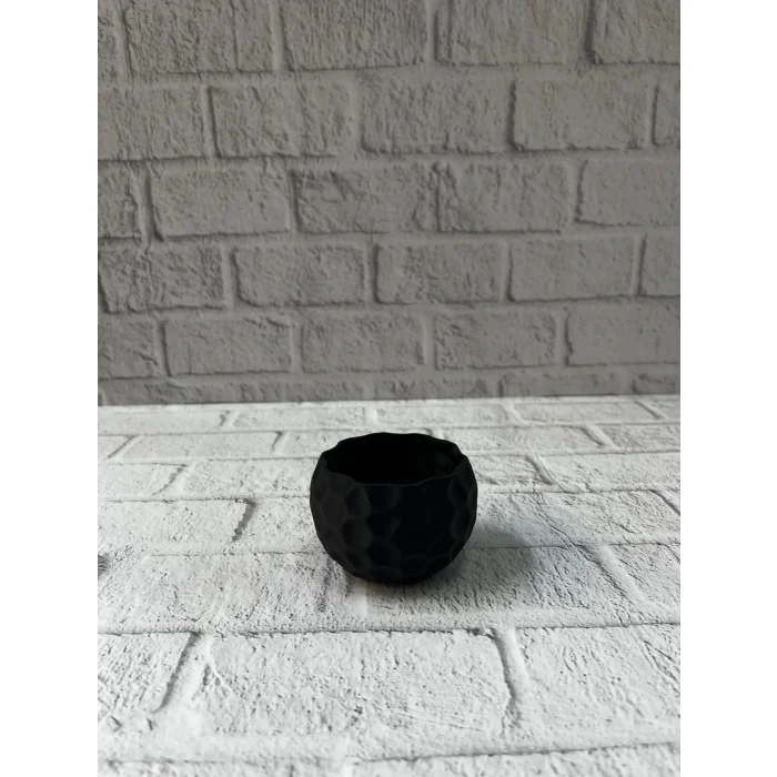 BUĞZ Mini Siyah Dekoratif Saksı 5 cm Modern Masaüstü Bitki Saksısı