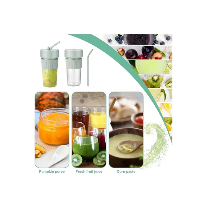 BUĞZ Mini Taşınabilir Mikser 350 Ml Smoothie Makinesi Meyve Sıkacağı Şarj Edilebilir Blender Pembe