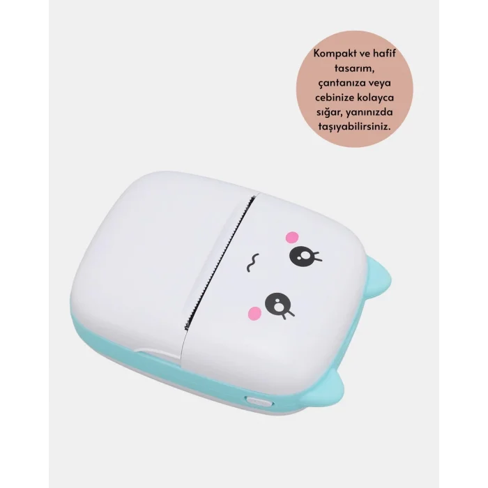  Mini Termal Yazıcı Kablosuz Taşınabilir Bluetooth Bağlantılı 200 DPI