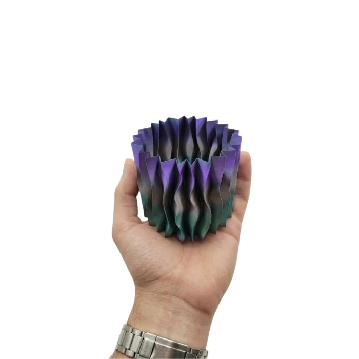 BUĞZ Minimalist Dalgalı Tasarımlı Mor Dekoratif 3D Vazo Masa Dekoru