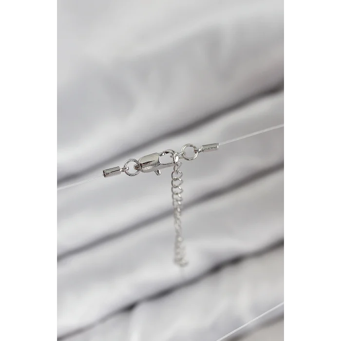 BUĞZ Misineli Kalp Model Gümüş Renk Hayalet Kolye - Lisinya