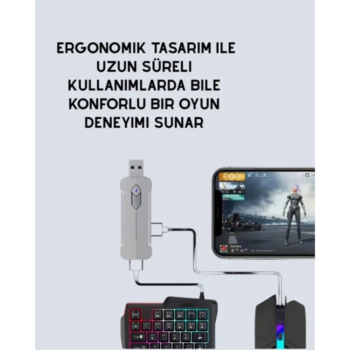  Mobil Uyumlu Klavye Mouse Seti – PUBG ve FPS Oyunları İçin 5i 1 Arada Oyun Kiti