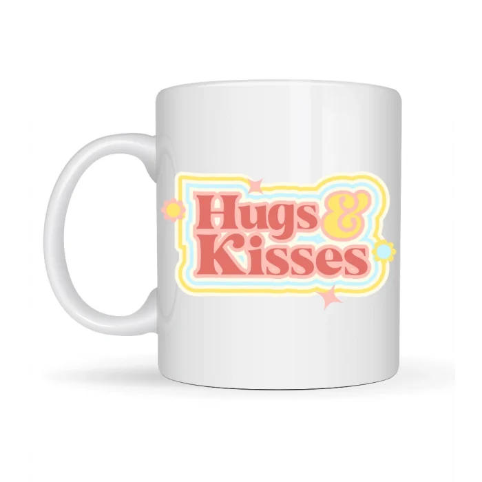 BUĞZ Model 30 – Hugs & Kisses Tasarımlı Porselen Kupa - Sevdiklerine Sıcacık Bir Mesaj