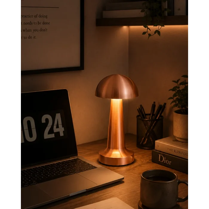BUĞZ Modern Bronz Mantar Masa Lambası LED Dokunmatik Dekoratif Aydınlatma