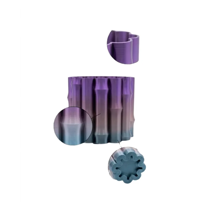 BUĞZ Modern Dekoratif Vazo Mor Gri Geçişli Şık Tasarım Masa Üstü Kullanım - BUĞZ