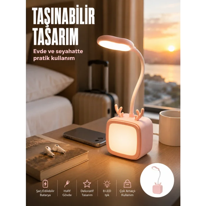 BUĞZ Modern Tasarımlı Şarj Edilebilir LED Gece Lambası