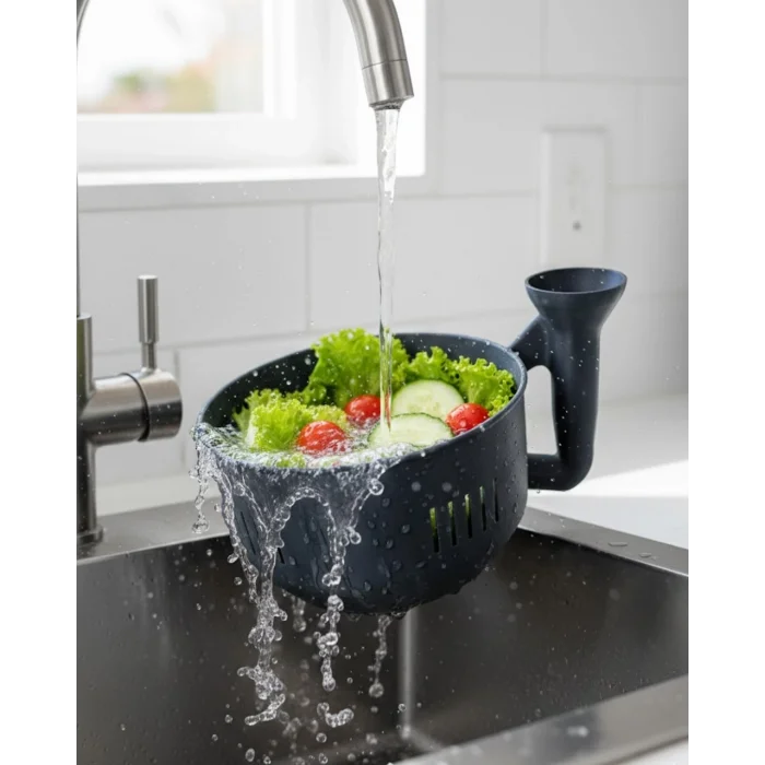 BUĞZ Modern Tasarımlı Sebze Yıkama Kabı Süzgeçli Pratik Mutfak Aparatı