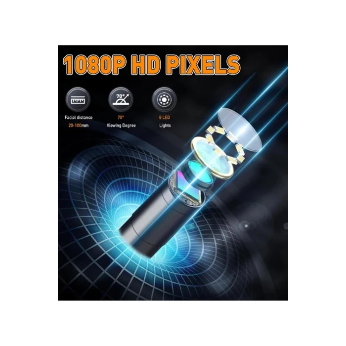 BUĞZ Monitörlü Çift Kameralı 10 Mt Sert Kablo Yılan Endoskop Kamera 8 Mm 4.3 Inc