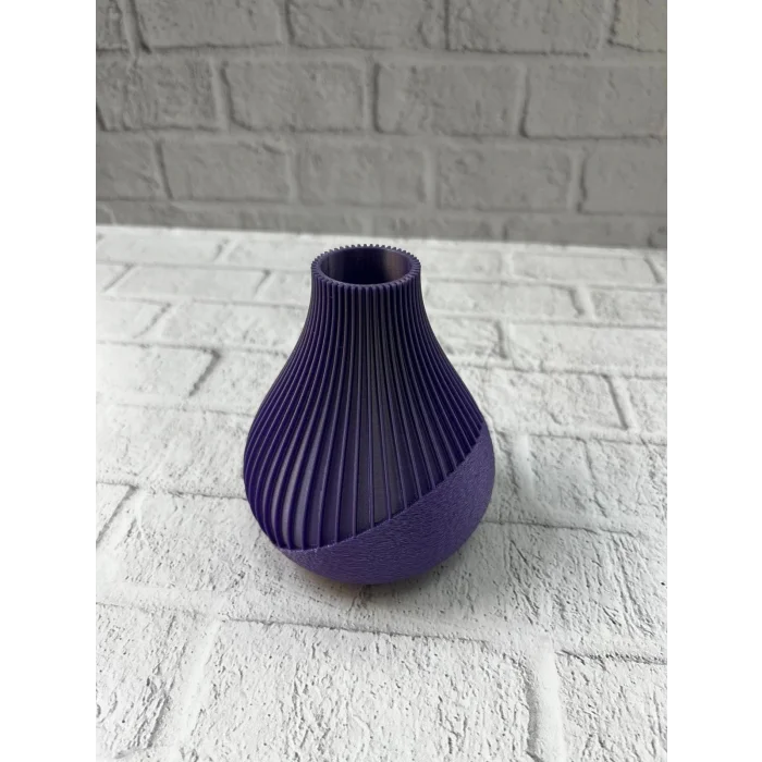 BUĞZ Mor Çizgili Dekoratif Vazo 11 cm Modern Tasarım Aksesuar