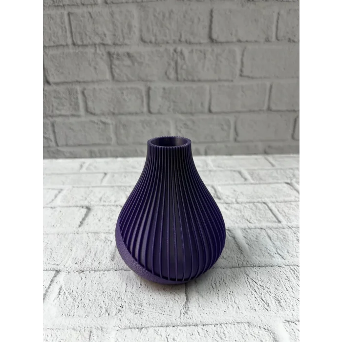 BUĞZ Mor Çizgili Dekoratif Vazo 11 cm Modern Tasarım Aksesuar