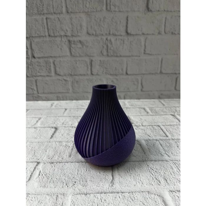 BUĞZ Mor Çizgili Dekoratif Vazo 11 cm Modern Tasarım Aksesuar - Lisinya