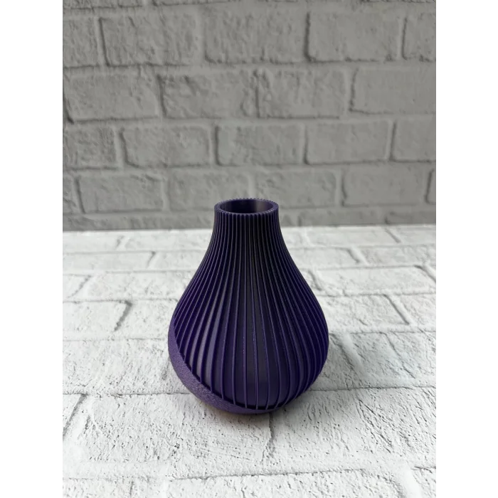 BUĞZ Mor Çizgili Dekoratif Vazo 11 cm Modern Tasarım Aksesuar - Lisinya