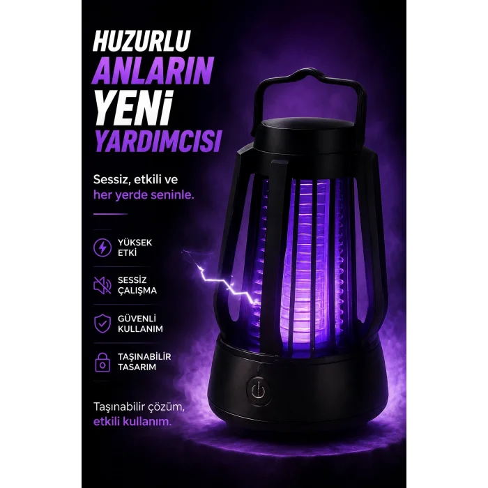 BUĞZ Mor Işıklı Taşınabilir Sineksavar Lamba Tek Tuşlu Koruyucu Gövdeli Kullanışlı Cihaz