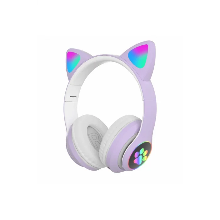 BUĞZ Mor kedi kulağı detaylı bluetooth 5.0 mikrofonlu kulak üstü çocuk kulaklık 2 yıl garantili