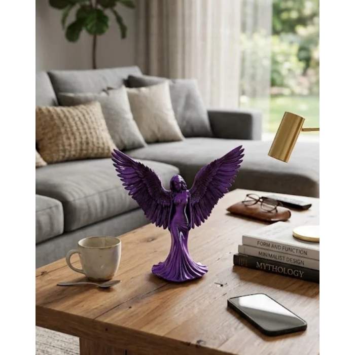 BUĞZ Mor Melek Biblo Küçük Boy Dekoratif Angel Figür Modern Ev Aksesuarı