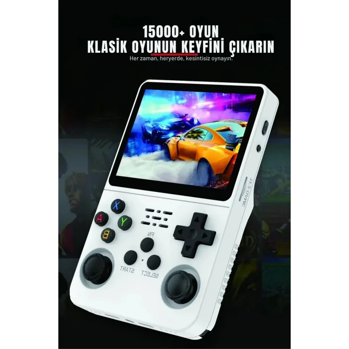 BUĞZ Mor taşınabilir retro oyun konsolu 64 GB hafıza 15.000+ yüklü oyun bluetooth yok
